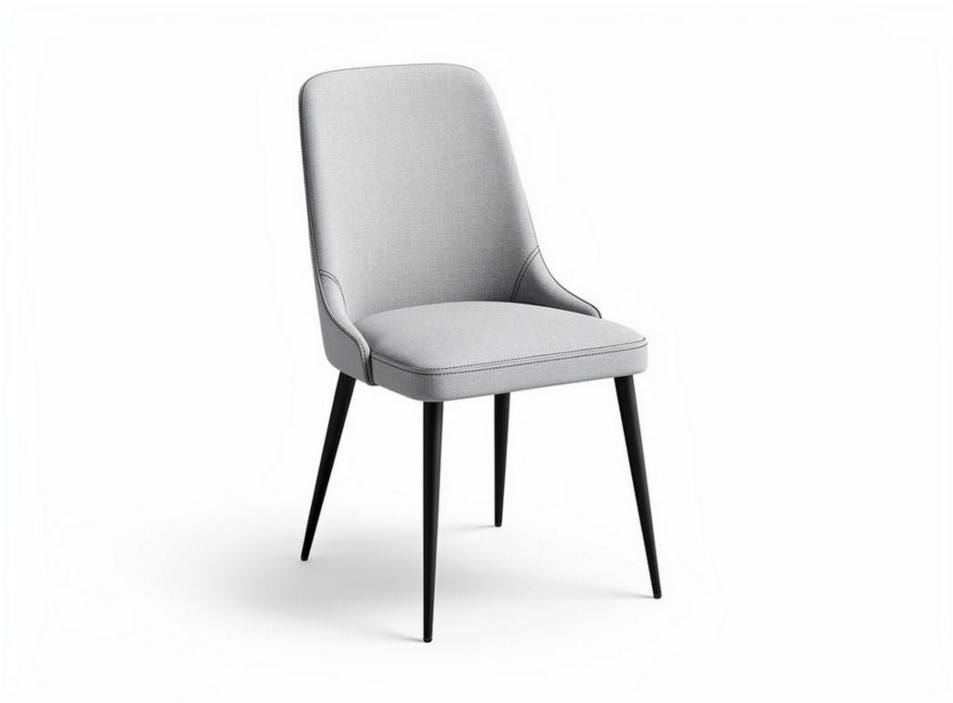 Fabric dining chair with black legs in gray color 45 x 45 x 90cm