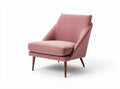 Modern accent chair in blush fabric with wooden legs 70 x 75 x 85cm