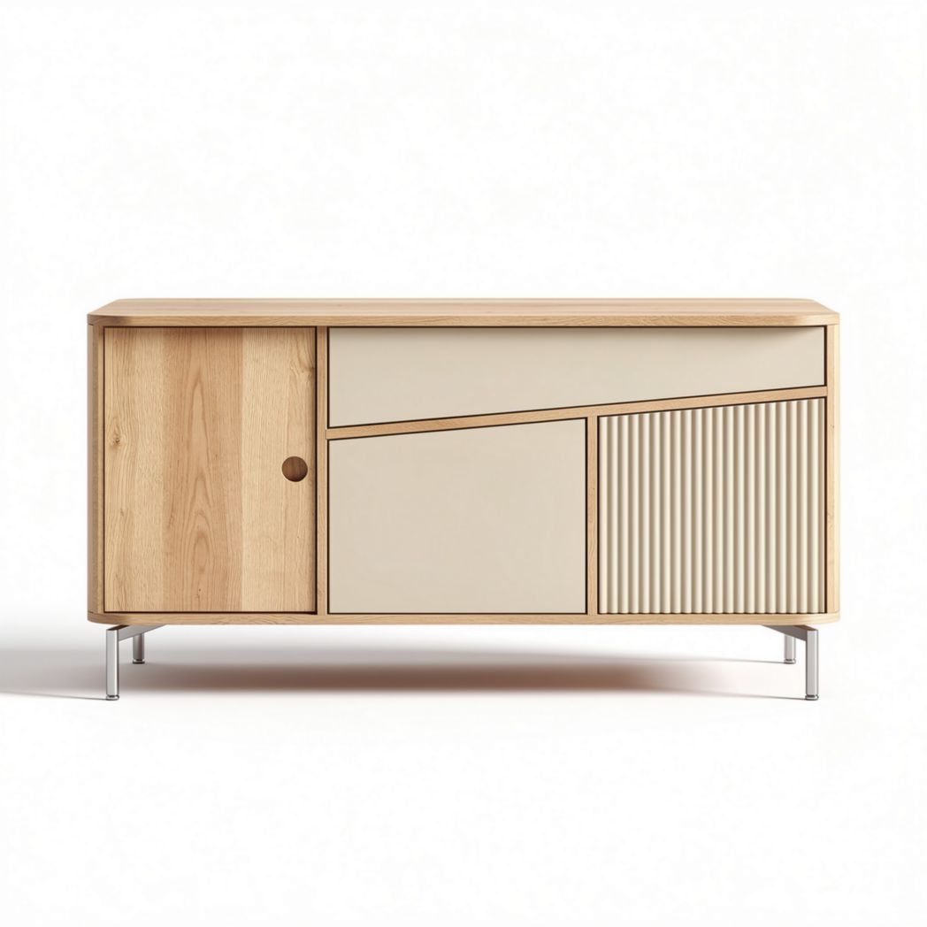 Wooden sideboard with sliding door and adjustable shelving 120 x 40 x 70cm
