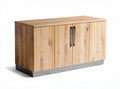 Wooden cabinet with metal legs and four doors measures 120 x 50 x 70cm