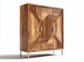 Wooden storage cabinet with geometric design and metal legs 90 x 40 x 120cm