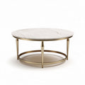 Round coffee table with marble top and gold metal base 90 x 90 x 40cm