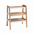 Wooden three-tier storage shelf with natural finish 80 x 40 x 70cm for home organization