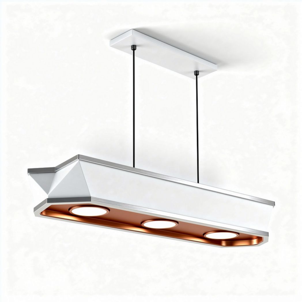 Modern pendant light fixture with three LED bulbs and aluminum finish 30 x 10 x 10cm