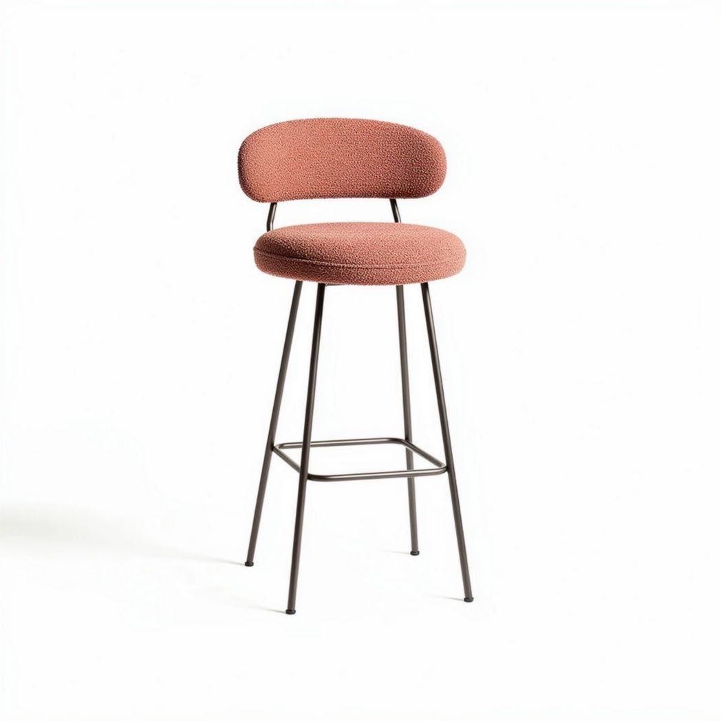 Bar stool with upholstered seat and back in terracotta color 45 x 45 x 100cm