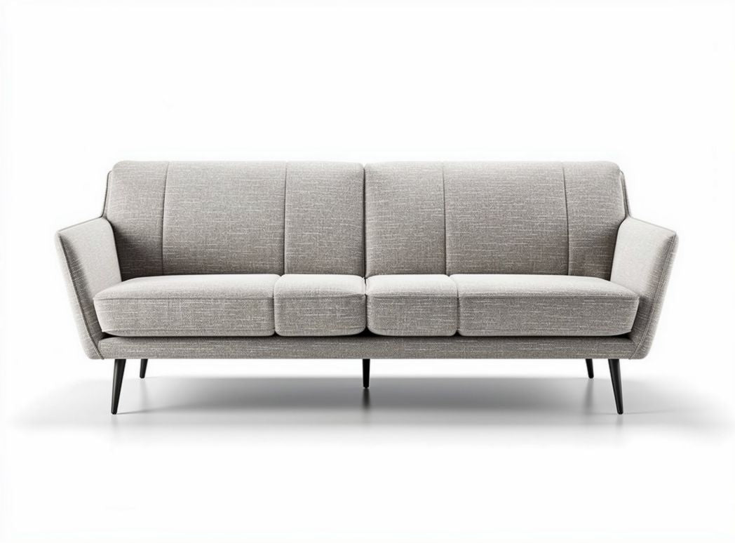 Gray fabric sofa with modern design and tapered wooden legs 210 x 85 x 85cm