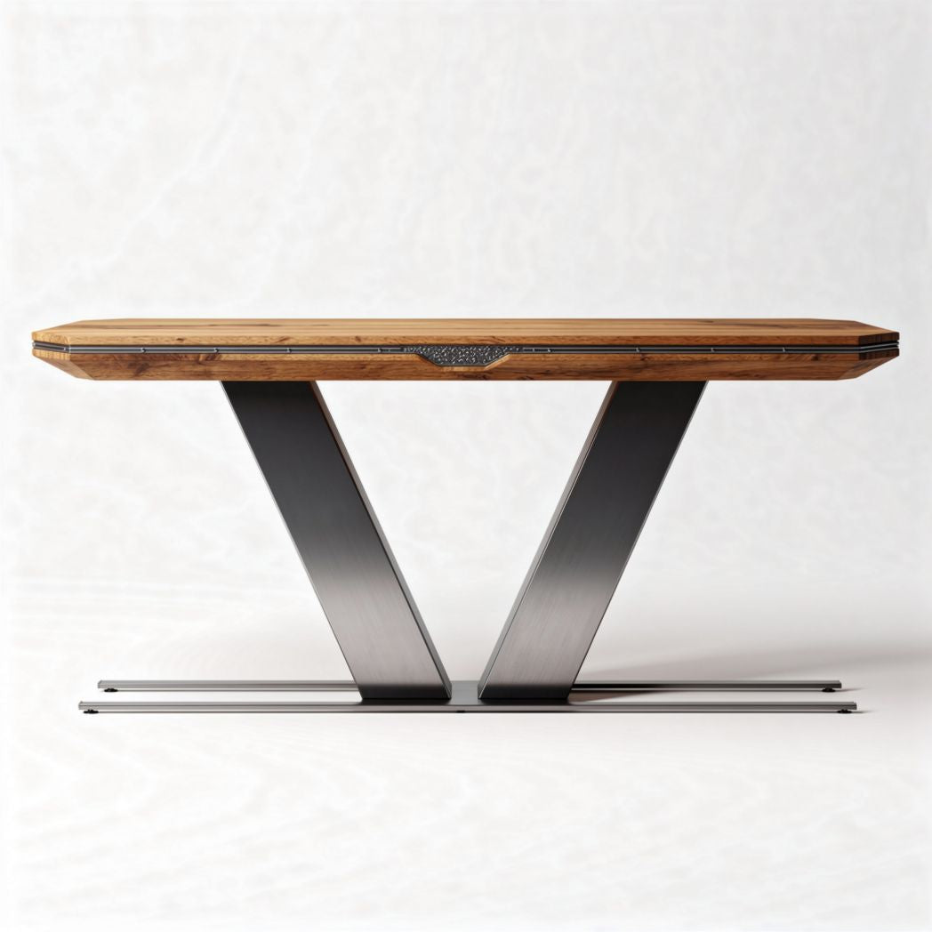 Wooden console table with metal legs 150 x 70 x 75cm for living room use