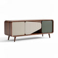 Modern wooden TV stand with sliding doors and storage compartments 150 x 40 x 60cm
