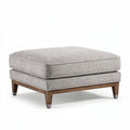 Fabric upholstered ottoman with wooden legs 70 x 70 x 35cm grey