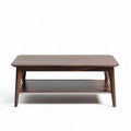 Wooden coffee table with lower storage shelf 120 x 60 x 40cm brown finish